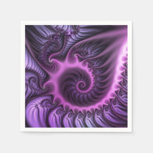 Servilleta De Papel Resumen Vivid Guay Pink Purple Fractal Art Spiral
