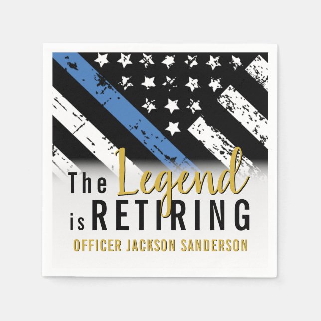 Servilleta De Papel Retirada de la policía Bandera Azul Aplicación de  (Anverso)