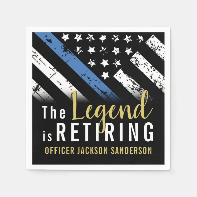 Servilleta De Papel Retirada de la policía Bandera Azul Aplicación de  (Anverso)