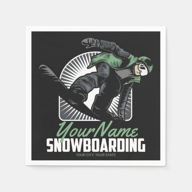 Servilleta De Papel Retirada personalizada de snowboard (Anverso)