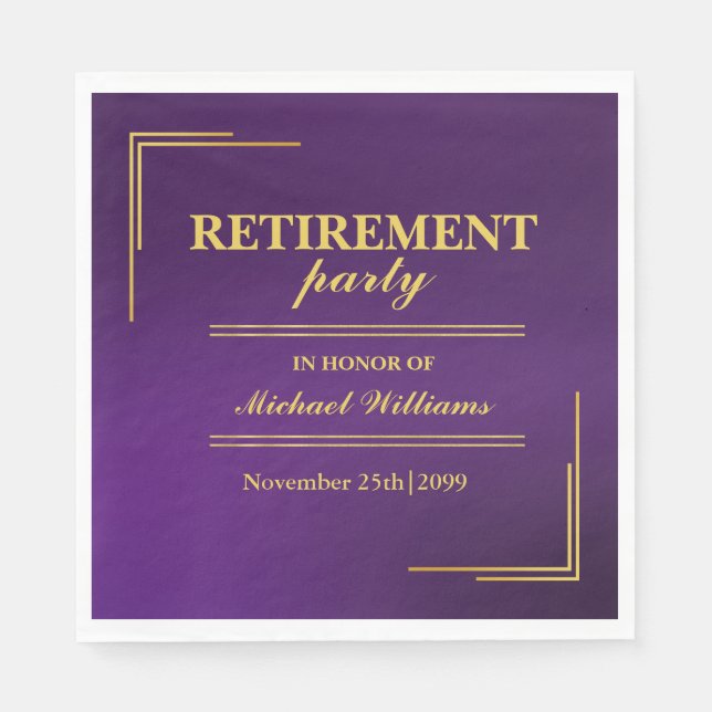 Servilleta De Papel Retirement Corporate Elegant Purple Gold (Anverso)