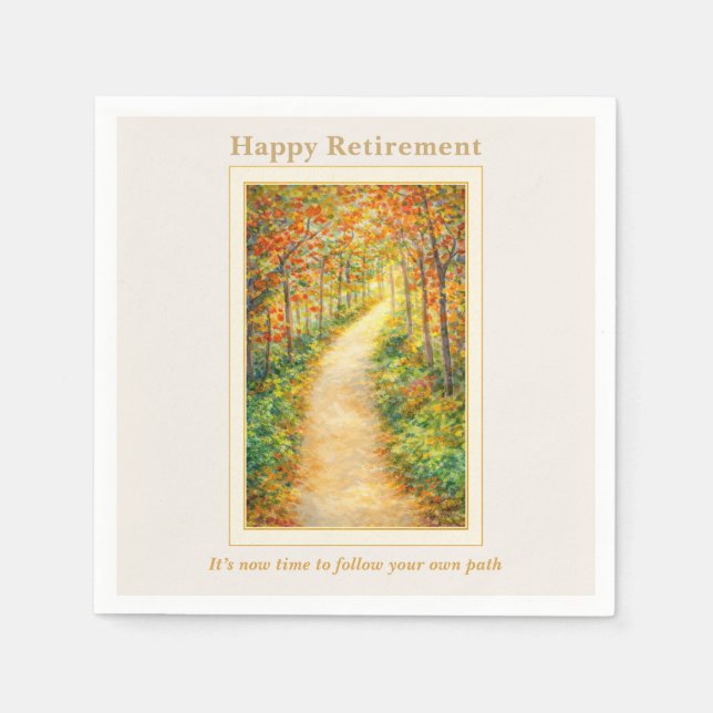 Servilleta De Papel Retirement Napkin | Autumn Path Countryside Scene (Anverso)