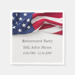 Servilleta De Papel Retirement Party USA Flag Military Name Rank