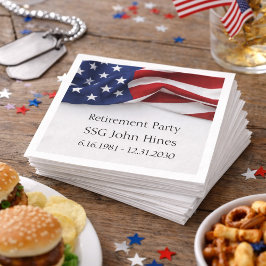 Servilleta De Papel Retirement Party USA Flag Military Name Rank