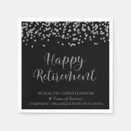 Servilleta De Papel RETIREMENT Script manuscrito Silver Confetal Nombr