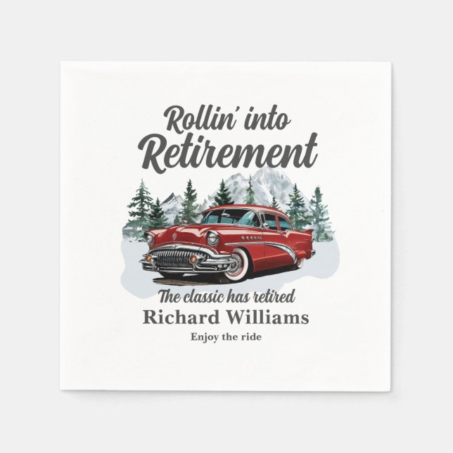 Servilleta De Papel Retirement Travel Theme Classic Retro Car Rolling (Anverso)