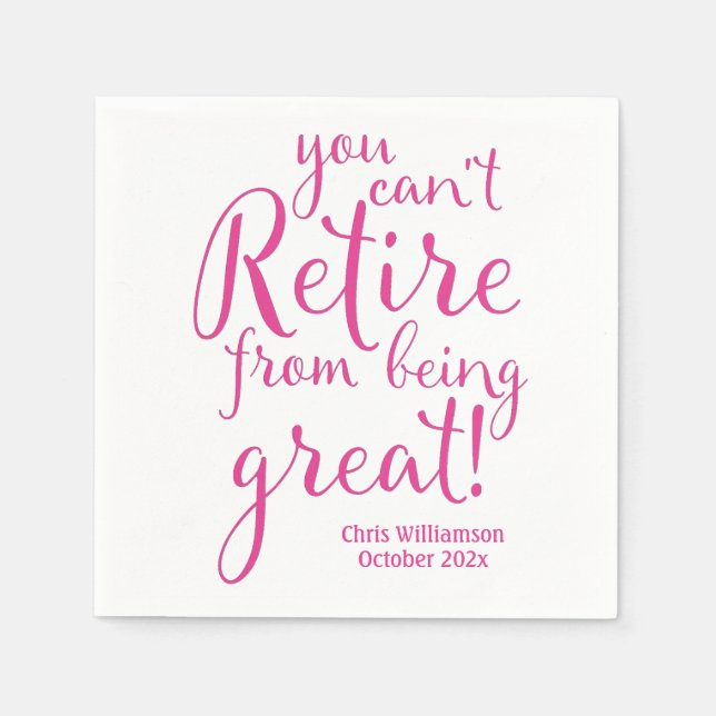 Servilleta De Papel Retiro rosa grande del Fiesta de Jubilación (Anverso)