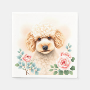 Servilleta De Papel Retrato acuático de un caniche beige esponjoso