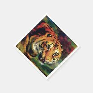 Servilleta De Papel Retrato artístico del tigre parpadeante