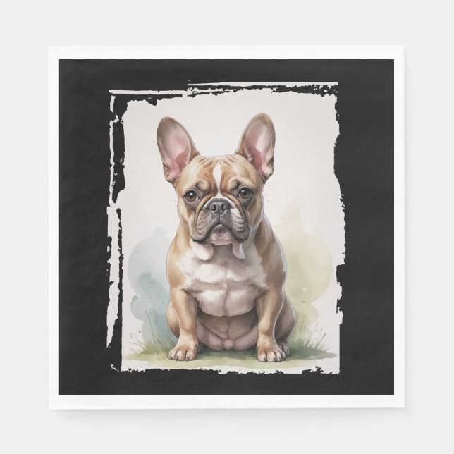 Servilleta De Papel Retrato de Bulldog Francés (Anverso)
