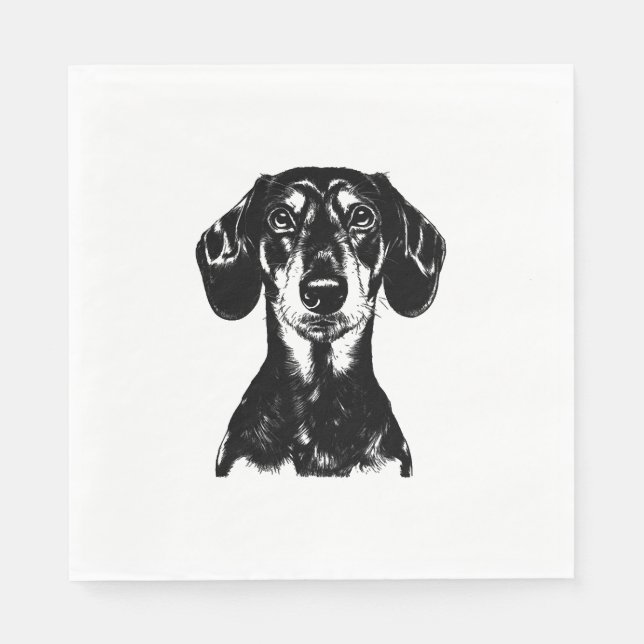Servilleta De Papel Retrato de Dachshund Ropa Minimalista (Anverso)