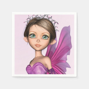 Servilleta De Papel Retrato de fantasía de ojos grandes de hada rosa