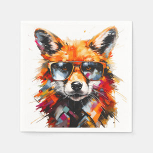 Servilleta De Papel Retrato de gafas de sol de zorro animal abstracto 