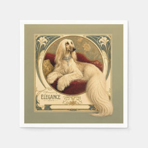 Servilleta De Papel Retrato de galgo afgano Art Nouveau