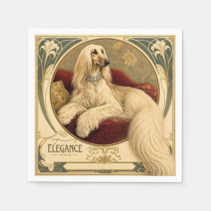Servilleta De Papel Retrato de galgo afgano Art Nouveau