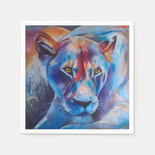 Servilleta De Papel Retrato de gato salvaje pintado a mano