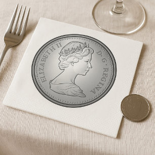 Servilleta De Papel Retrato de la Reina en Moneda de Plata