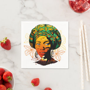 Servilleta De Papel Retrato de mujer africana con puesta de sol