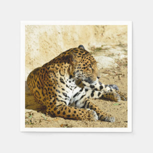 Servilleta De Papel Retrato de perfil de cierre de Jaguar tendido en e