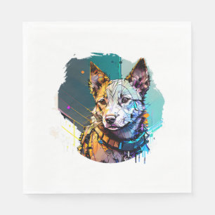 Servilleta De Papel Retrato de perro de estilo de arte de tinta