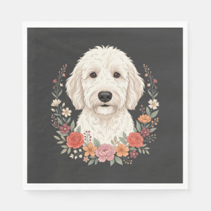 Servilleta De Papel Retrato de perro floral corona botánica