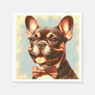Servilleta De Papel Retrato de pintura de Bulldog francés vintage