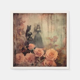 Servilleta De Papel Retrato de rosa victoriana gótica oscura