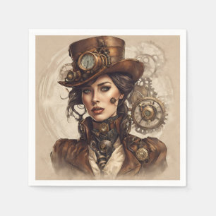 Servilleta De Papel Retrato de Steampunk de una mujer en Victoria
