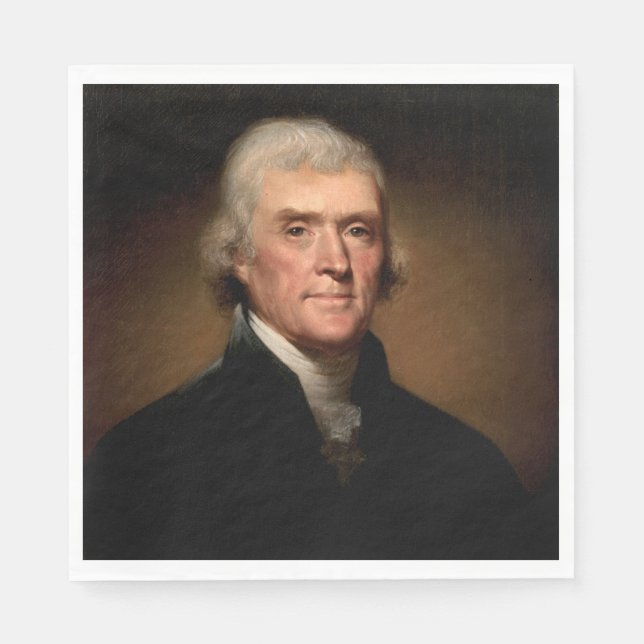 Servilleta De Papel Retrato de Thomas Jefferson (por Rembrandt Peale) (Anverso)