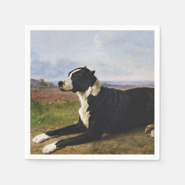 Servilleta De Papel Retrato de un perro labrador de Mastiff (Rosa Bonh (Anverso)