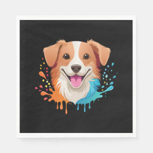 Servilleta De Papel Retrato de un perro lindo con colores fluidos gote