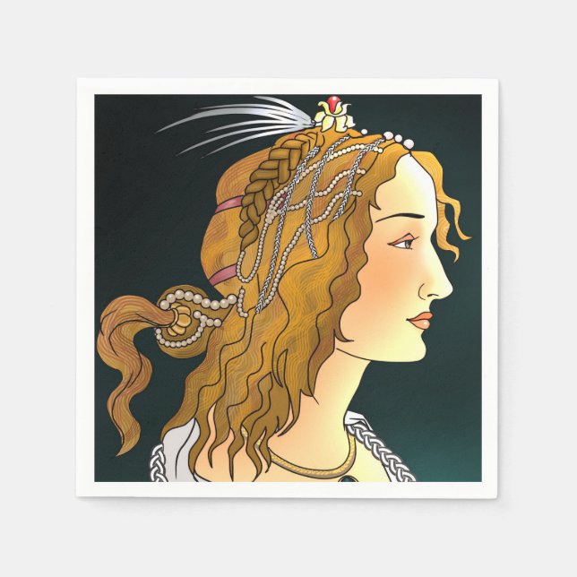 Servilleta De Papel Retrato de una mujer con servilletas (Anverso)