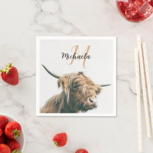 Servilleta De Papel Retrato de vaca de Highland nombre personalizado m