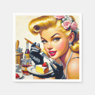 Servilleta De Papel Retrato Hermoso Pin Up