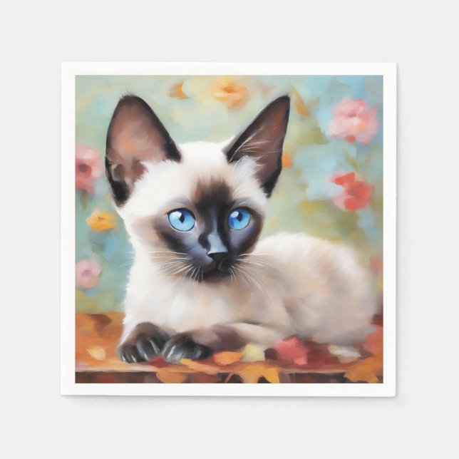 Servilleta De Papel Retrato siamés impresionista (Anverso)