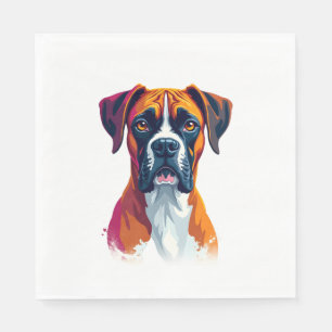 Servilleta De Papel Retrato vintage de perro boxer Splash de color art