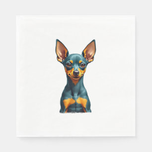 Servilleta De Papel Retrato Vintage de Pinscher Miniatura Grabado Colo