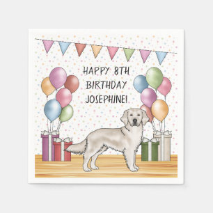 Servilleta De Papel Retriever Dorado Crema Inglés Cumpleaños Colorido
