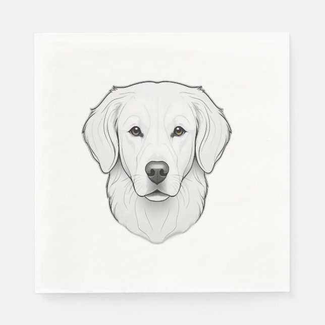 Servilleta De Papel Retriever dorado minimalista (Anverso)