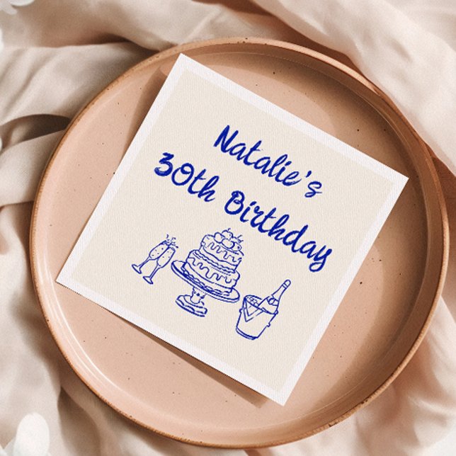 Servilleta De Papel Retro 30.ª Mano Azul deslumbrado Pastel Champagne  (Subido por el creador)