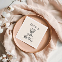 Servilleta De Papel Retro 40.ª Mano Dibujada Bow Champagne Glass Cumpl