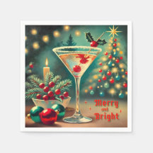 Retro 50s Cóctel Martini de Navidad Alegre y Brill