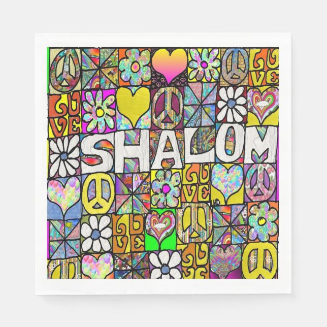 Servilleta De Papel Retro 60 Psicodelic Shalom LOVE Paper Napkins (Anverso)