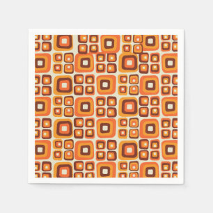Servilleta De Papel Retro años 70 mediados de siglo Orange y marrón ge