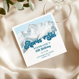 Servilleta De Papel Retro Apres Ski Winter Mountain Birthday Party