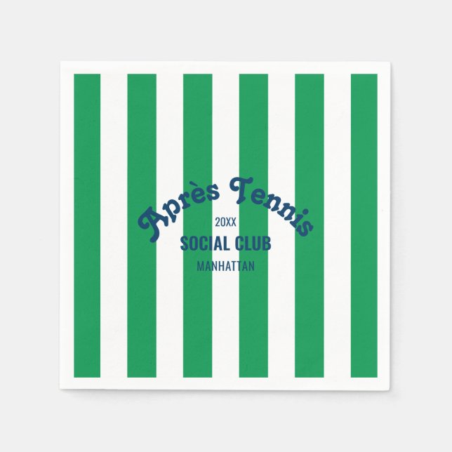 Servilleta De Papel Retro Après Tennis Social Club Green Stripe  (Anverso)