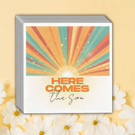 Servilleta De Papel Retro Aquí Viene El Baby Shower Del Hijo