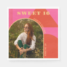 Retro Arch rosa y Naranja foto dulce 16 cumpleaños