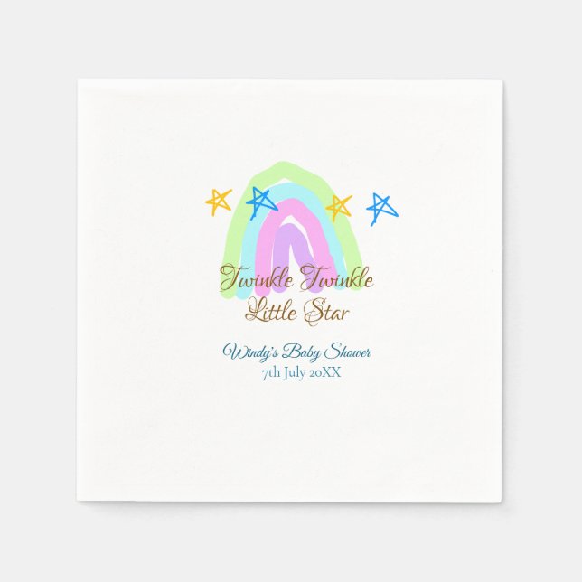 Servilleta De Papel Retro arco iris twinkle pequeño estrellas bebé sh (Anverso)
