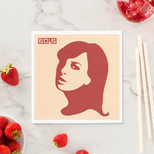 Servilleta De Papel Retro Arte de Ilustracion Minimalista de los años 